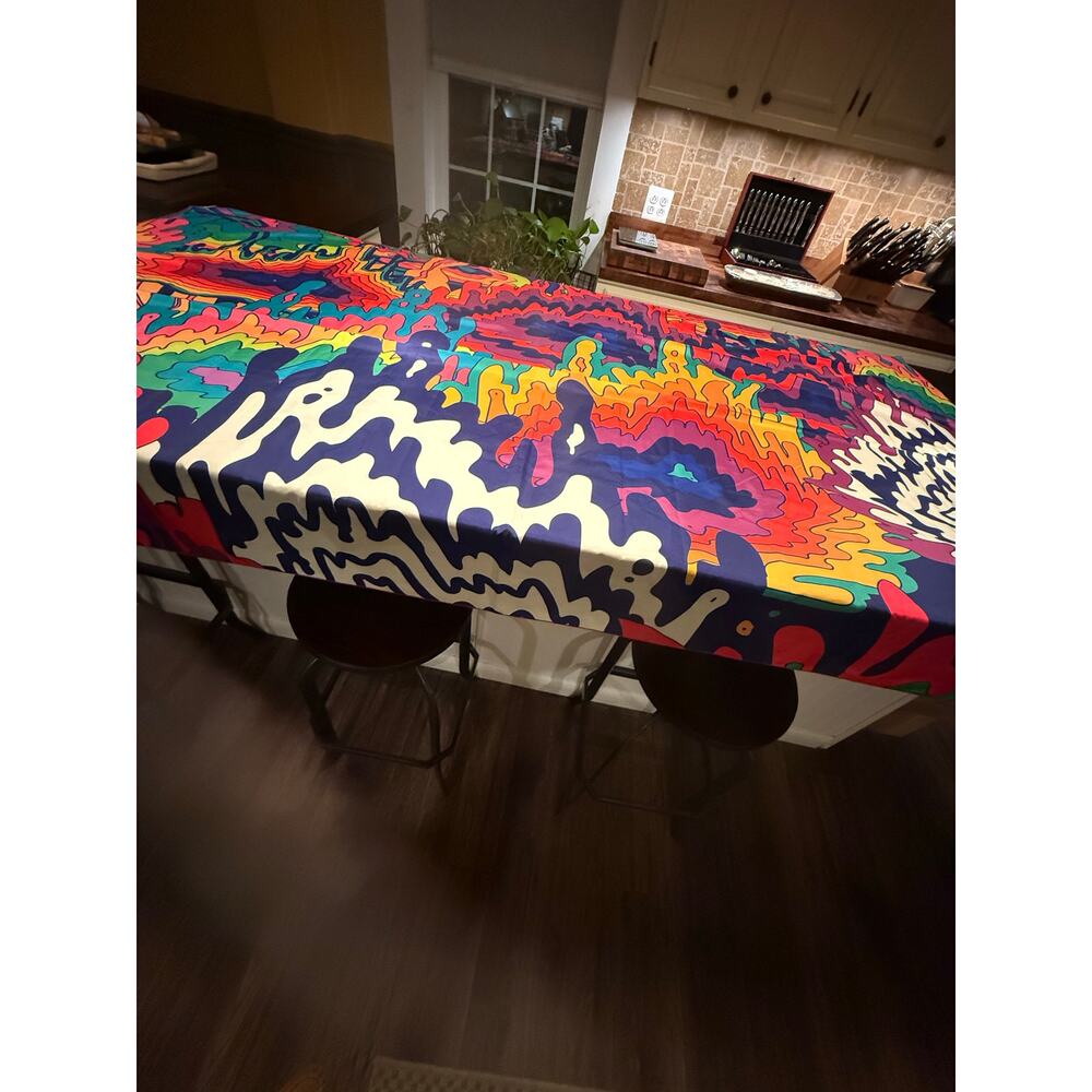 Psychedelic Liquid Drip Tablecloth/ Wall Hanging-Colorful Abstract Art